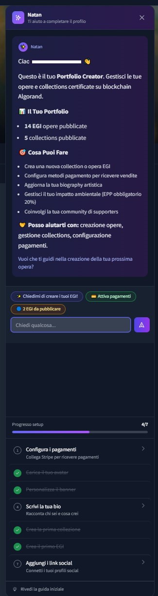 Esempio reale di conversazione con il chatbot di documentazione viva: domanda tecnica, risposta con nomi esatti di controller, metodi e percentuali di business